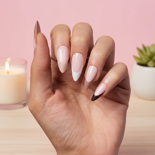 Shades of Brown, Abstract with Nail Glue + Nail Glue Sticker | Long, Almond Press On Nails