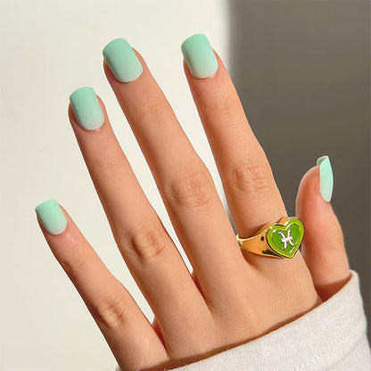 Mint Green, Matte with Nail Glue + Nail Glue Sticker | Short, Square Press-On Nails