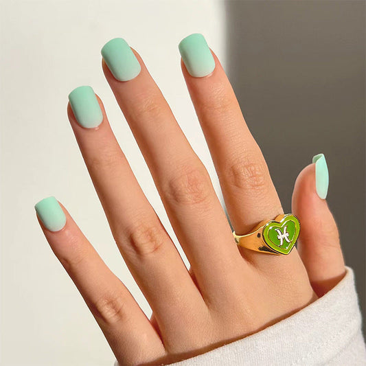 Mint Green, Matte with Nail Glue + Nail Glue Sticker | Short, Square Press-On Nails