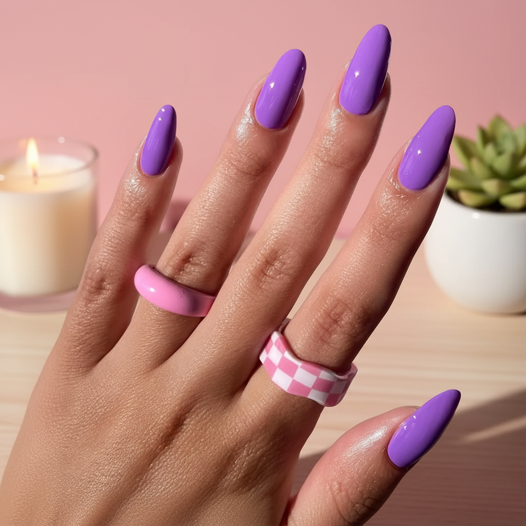 Purple Power - Long Almond - Press on Nails