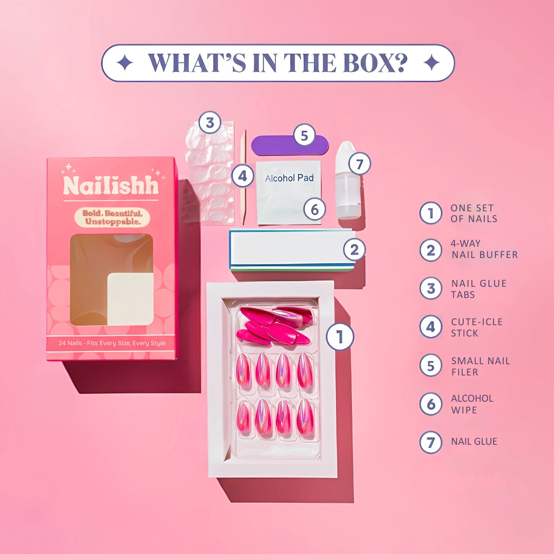 Flirty Bow | Glossy Almond Pink  Press on Nails