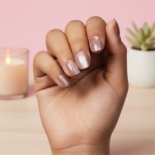 Dreamdust | Short Round Nude Press on Nails