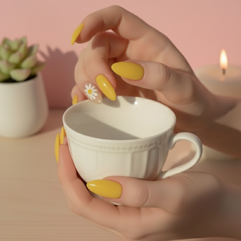 Buttercup | Glossy Almond Yellow Press on Nails