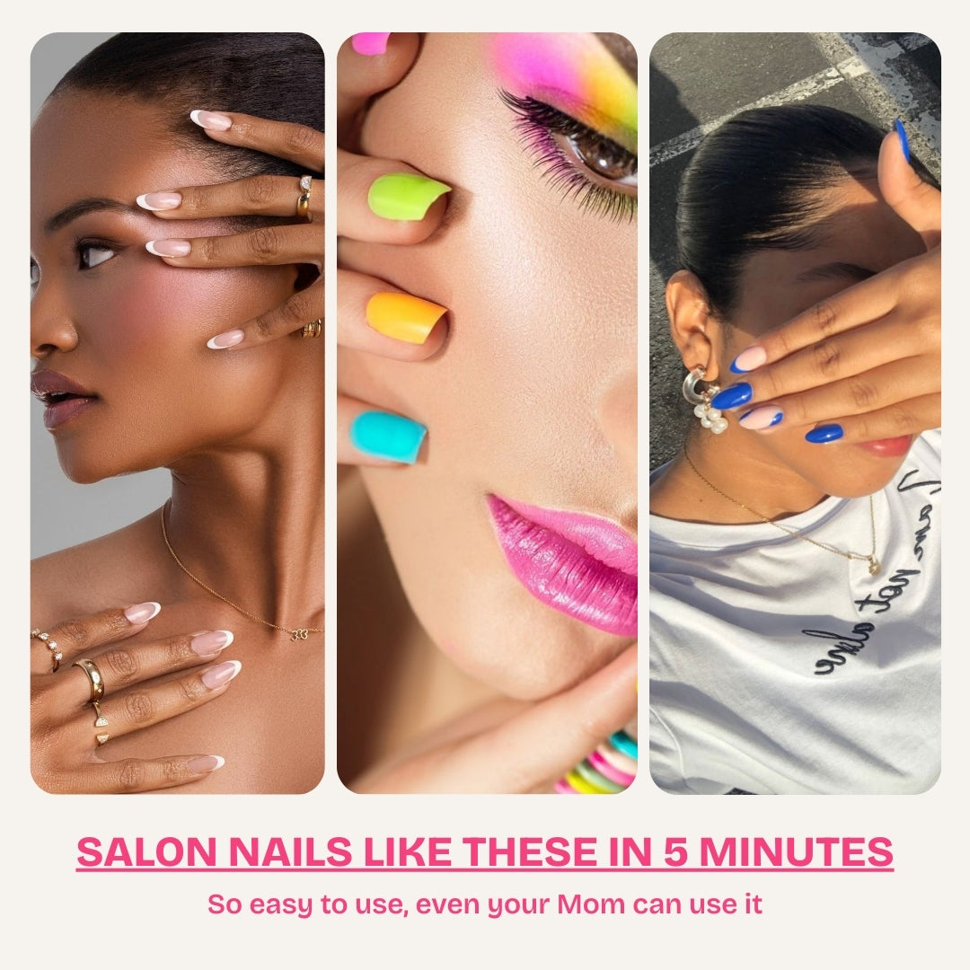 Flirty Bow | Glossy Almond Pink  Press on Nails