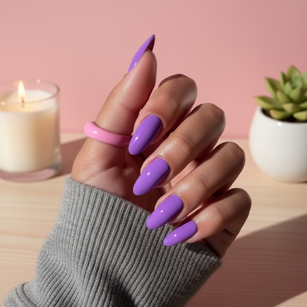 Purple Power - Long Almond - Press on Nails