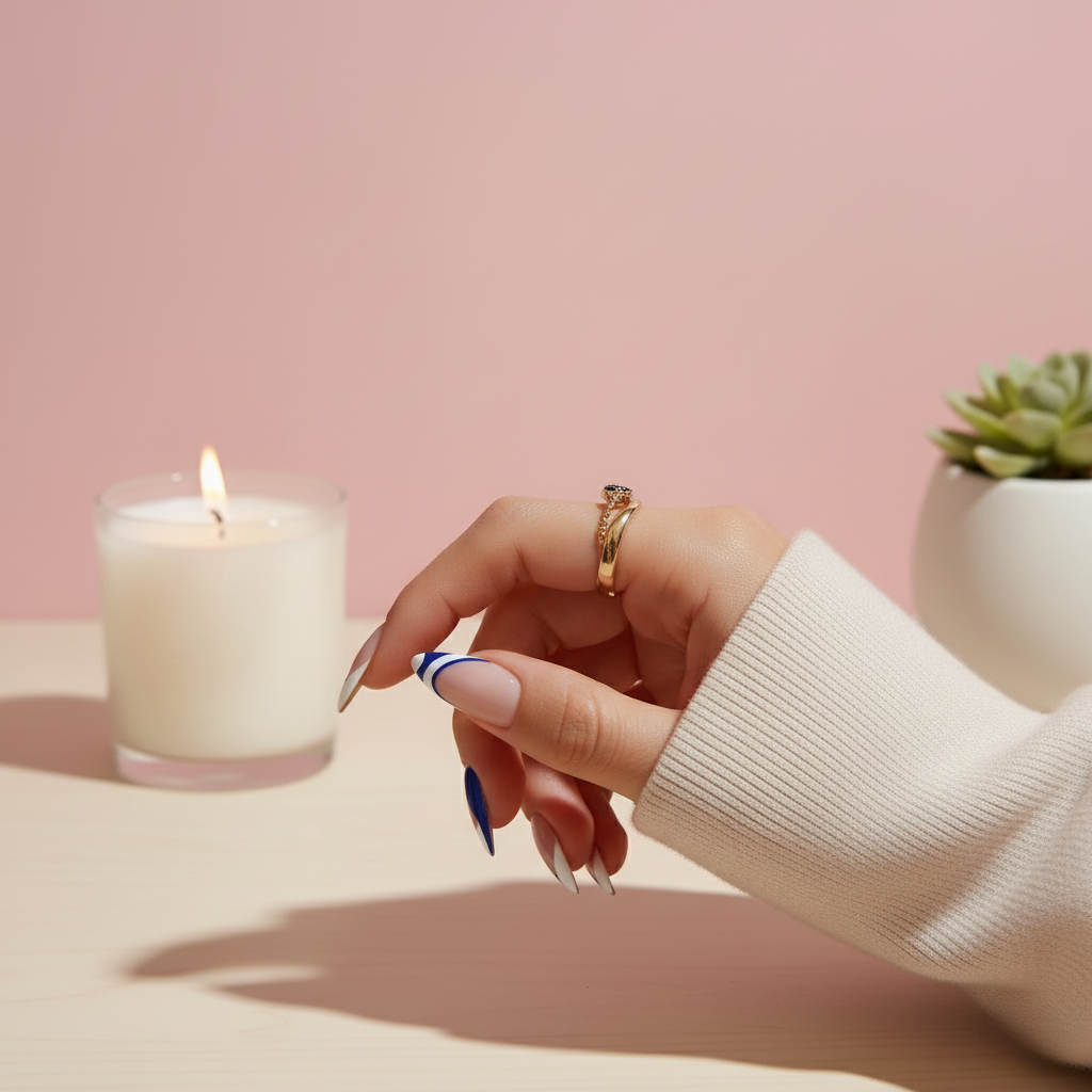 Ocean Swirl |  Long Almond - Press on Nails