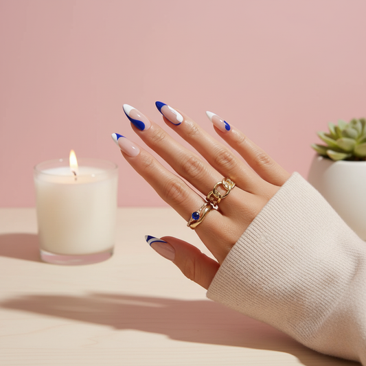 Ocean Swirl |  Long Almond - Press on Nails